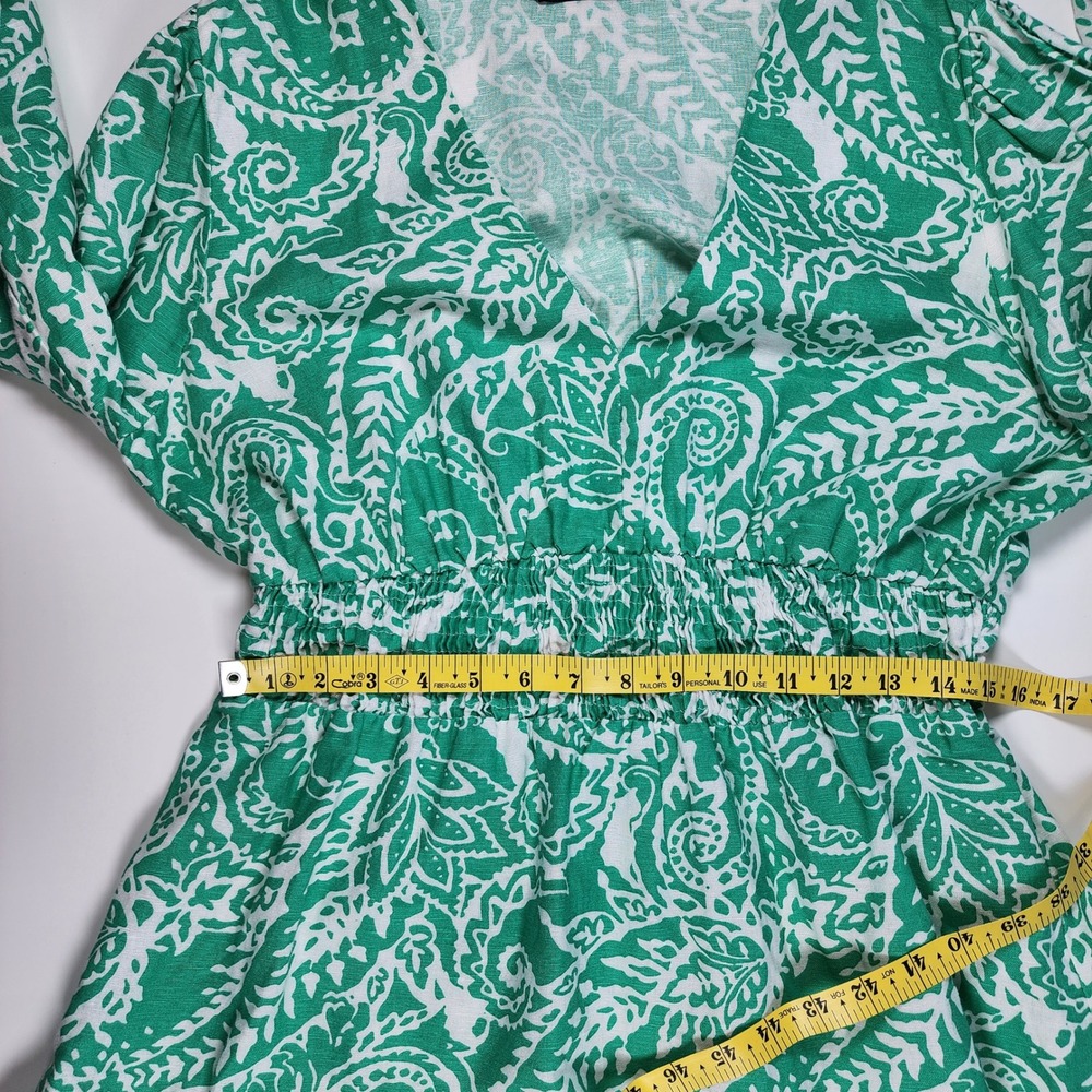 Zara Women's Linen Boho Paisley Cottagecore Resort Mini Dress Size XL - Picture 5 of 10